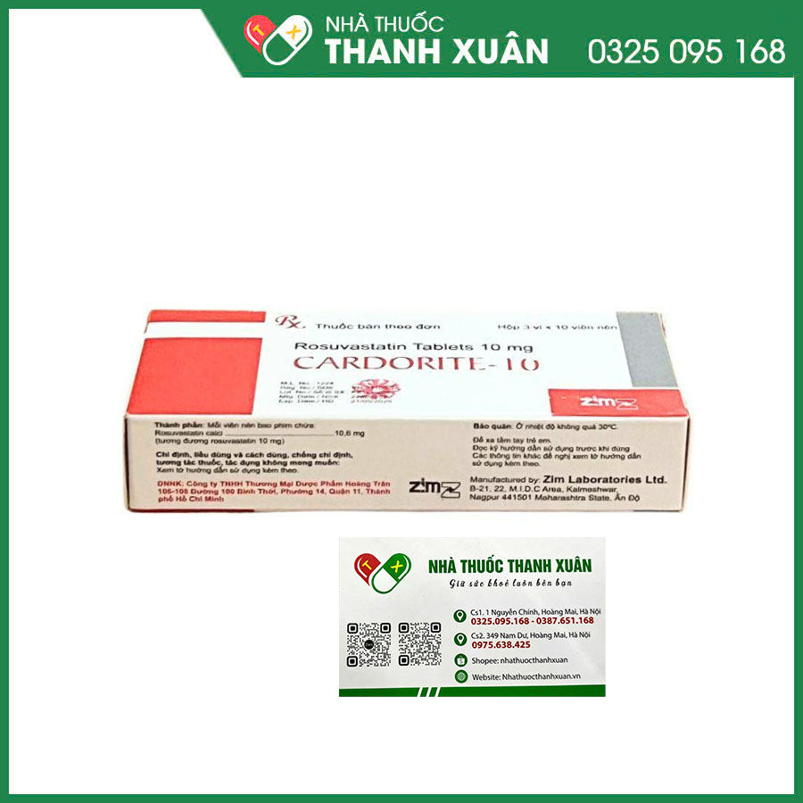 Cardorite -10 thuốc mỡ máu, giúp giảm lượng cholesterol toàn phần